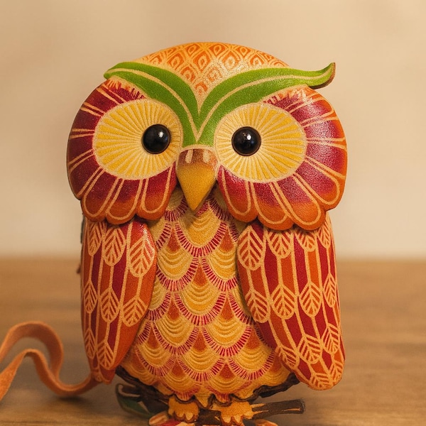 Handmade Leather Owl Coin Purse – Small Change Pouch