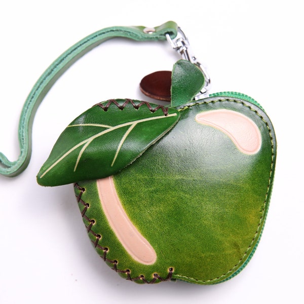 PurseWorld Women Handmade leather Green Apple Purse Bag coin purse/ fruit design