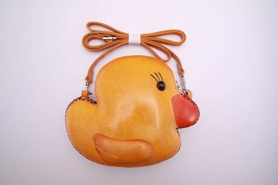 Purseworld Women Handmade Leather Yellow Duck Purse Bag Animal 