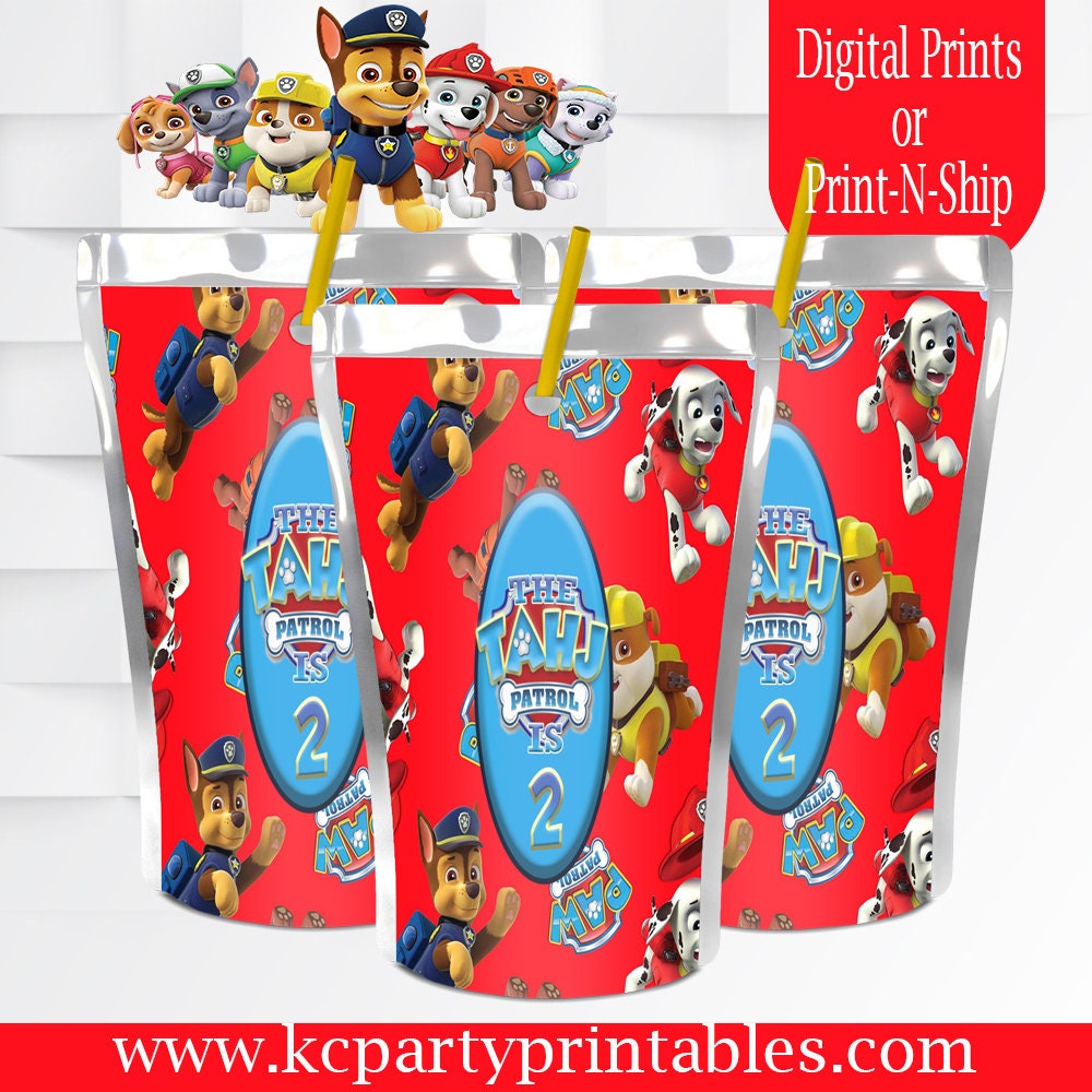 Paw Patrol juice pouch labels. Custom juice pouch. Paw Patrol | Etsy