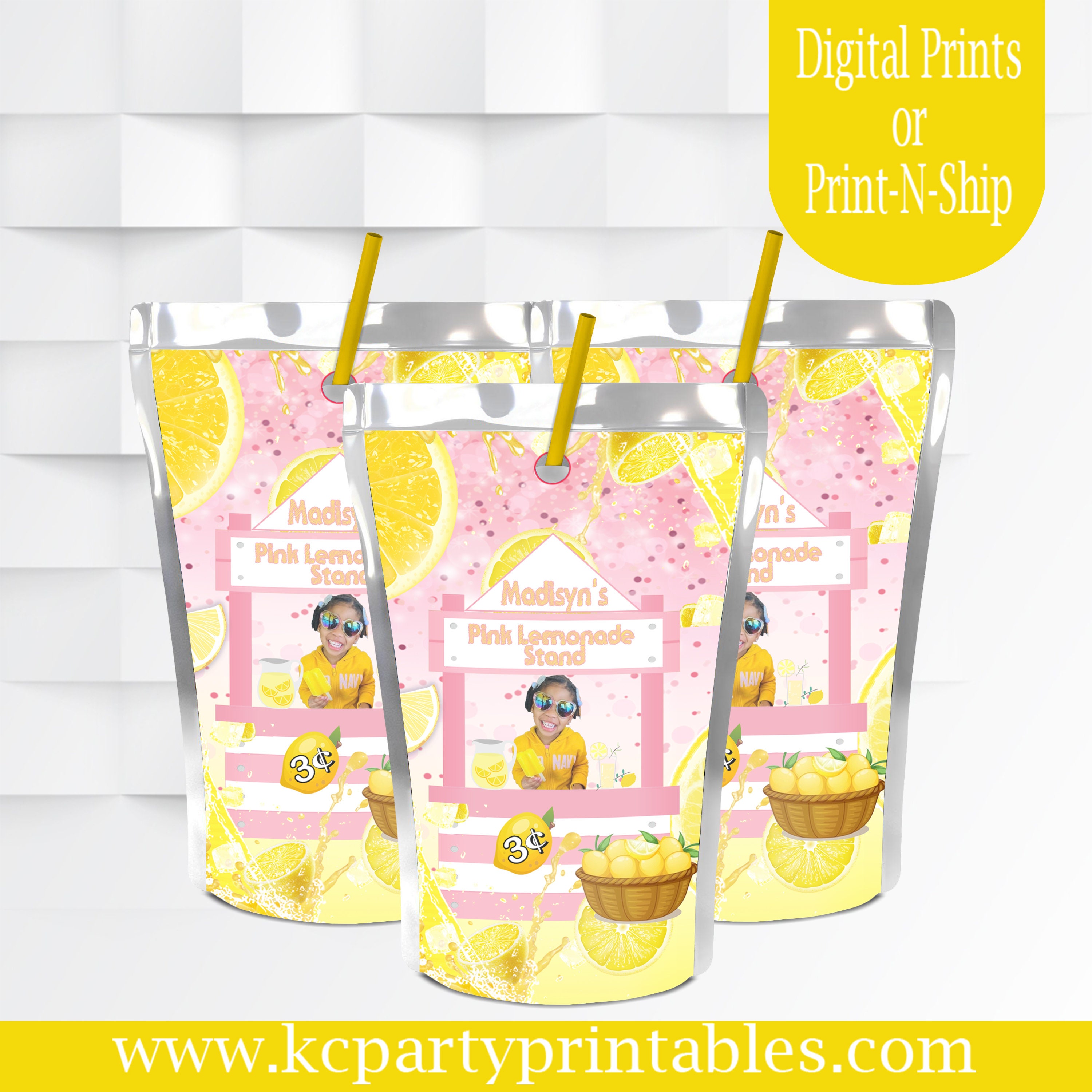 Lemonade Stand juice pouch labels. Custom juice pouch. Etsy