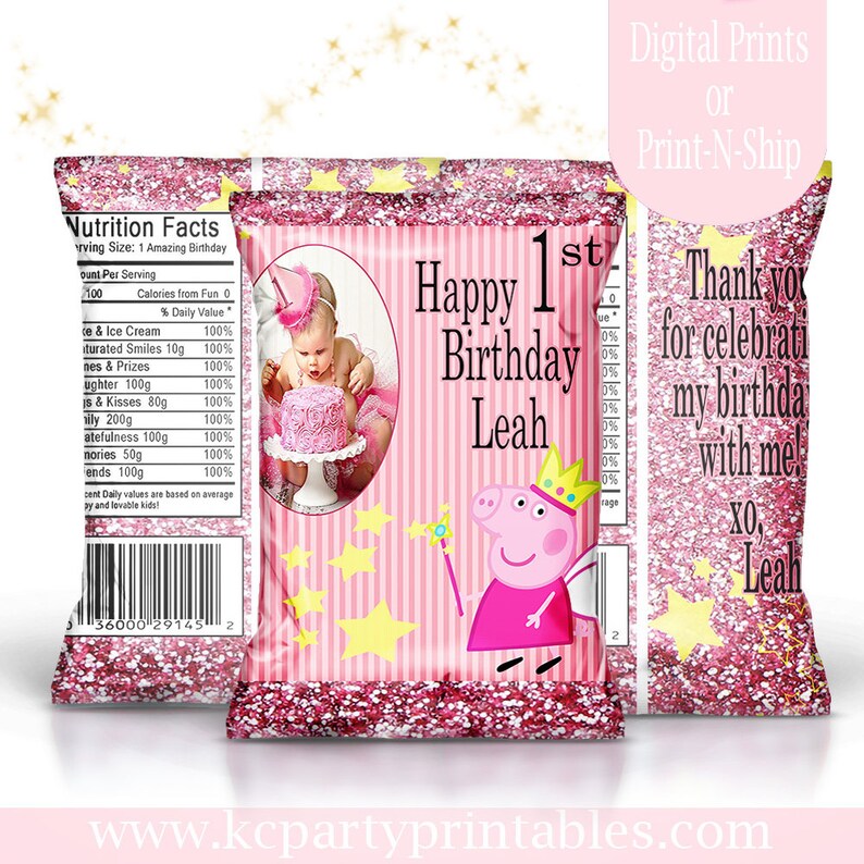 Peppa Pig Inspired Custom Treat Bag. Birthday. Custom Chip Etsy