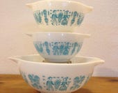 Vintage Pyrex Butterprint Cinderella Bowls 2 441 and 1 443
