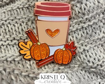 Pumpkin Spice Latte Glitter Hard Enamel Pin