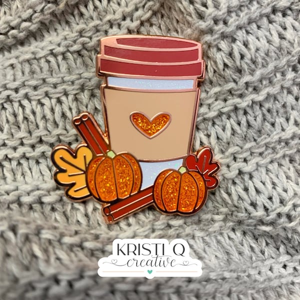 Pumpkin Spice Latte Glitter Hard Enamel Pin
