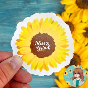 Easy Peel Coffee Bean Sunflower Water Resistant Die Cut Sticker