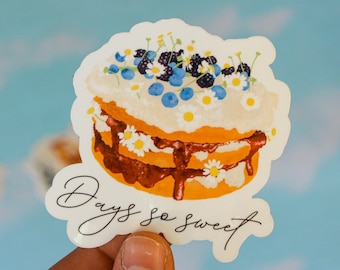 Days so Sweet Vinyl Sticker | Cute coastal grandma aesthetic cottage core coquette dessert cake laptop decal