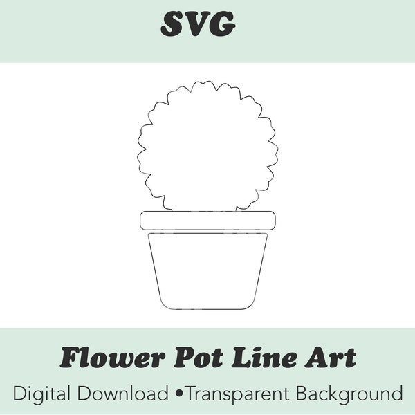 Flower Pot Line Art SVG