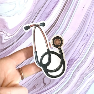 Stethoscope Nurse Vinyl Sticker | Cute aesthetic ER medic hospital staff health care hero laptop decal