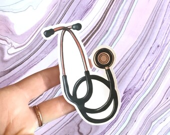 Stethoscope Nurse Vinyl Sticker | Cute aesthetic ER medic hospital staff health care hero laptop decal
