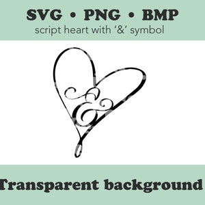 Hjärta med och-symbolen SVG | Utskrivbar nedladdning, fint hjärta med kursivt/skript och lockigt et-tecken svg, png, bmp, silhuett