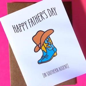 Zuidelijke wenskaart voor vaderdag met accent | Grappig countryhumor western cowboycadeau