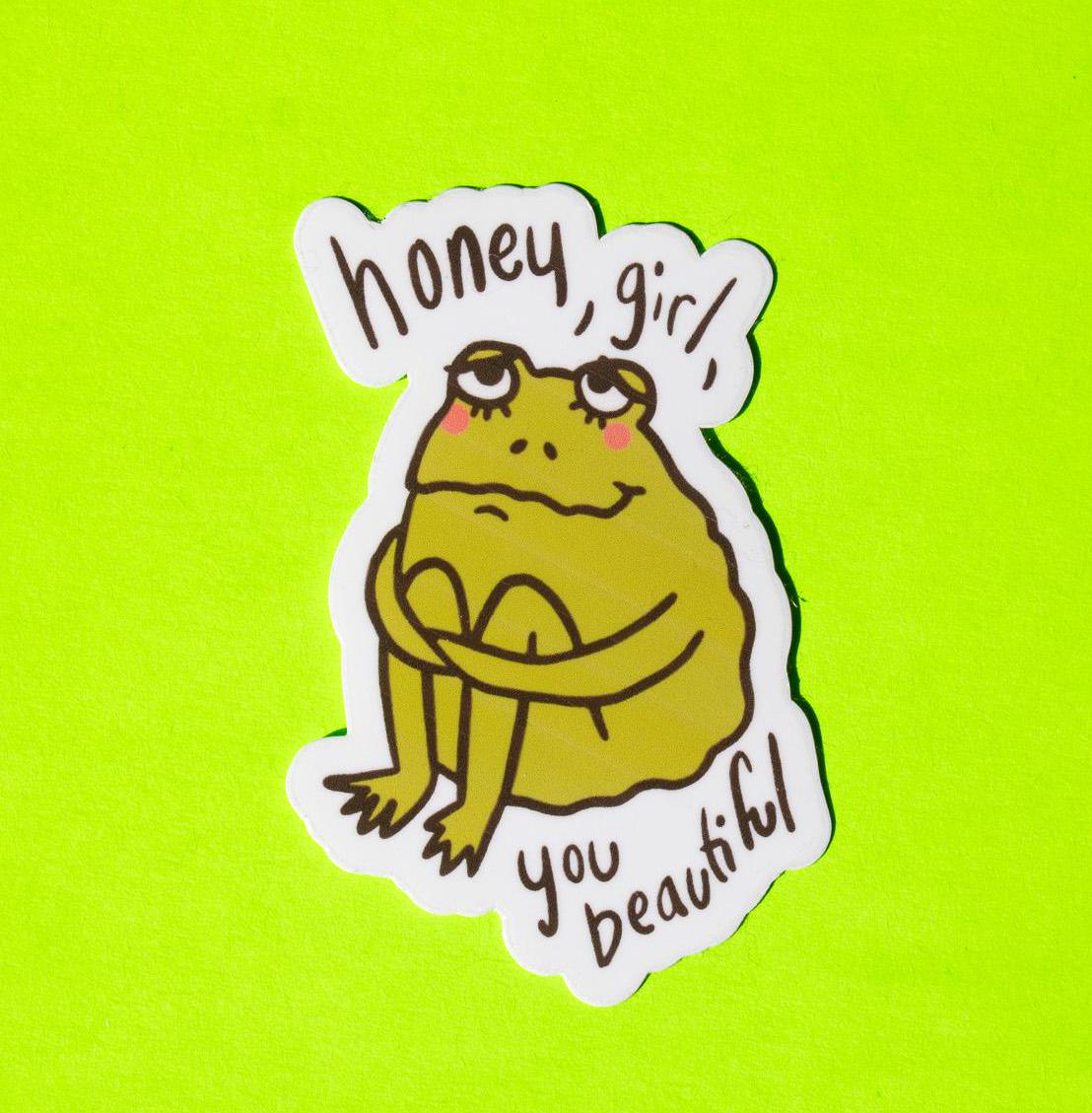 Positive Toad Self Love Frog Sticker | Cute Aesthetic Loving Body Positive Toad ...