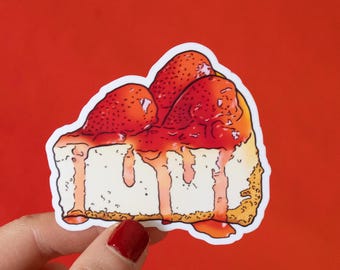 Strawberry Cheesecake Vinyl Sticker | Cute Laptop Decal