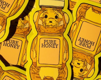 Honey Bear Vinyl Sticker | Cute, aesthetic food laptop decal
