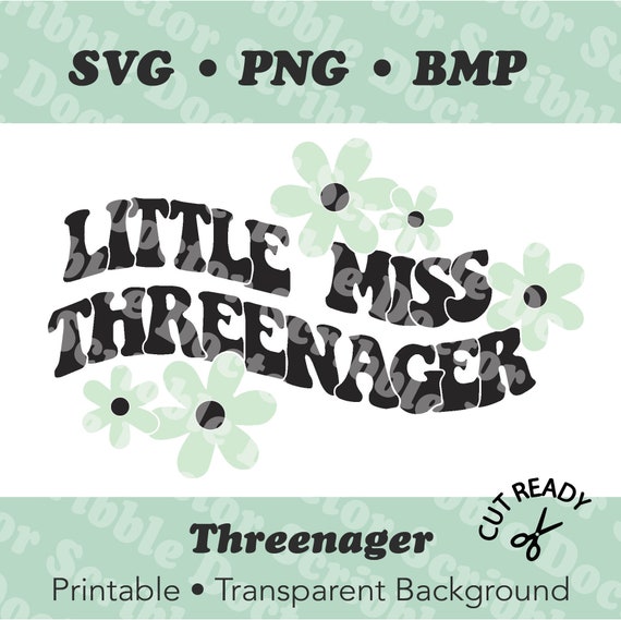 Little Miss Threenager SVG | Kid's Birthday cute trendy cut file printable sign for 3rd birthday