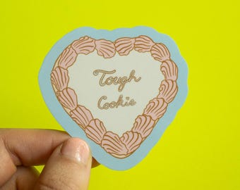 Tough Cookie Vinyl Sticker | Cute aesthetic positive pastel baker girly laptop decal