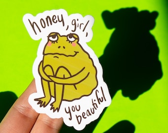 Self Love Frog Sticker | Cute aesthetic loving body positive toad laptop decal