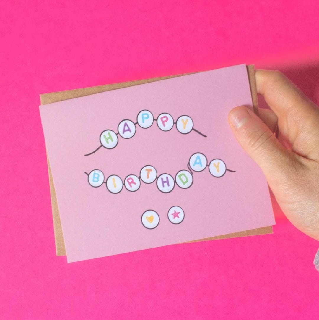 Birthday Beads Best Friend Greeting Card | Cute, Aesthetic Fun Girly ...