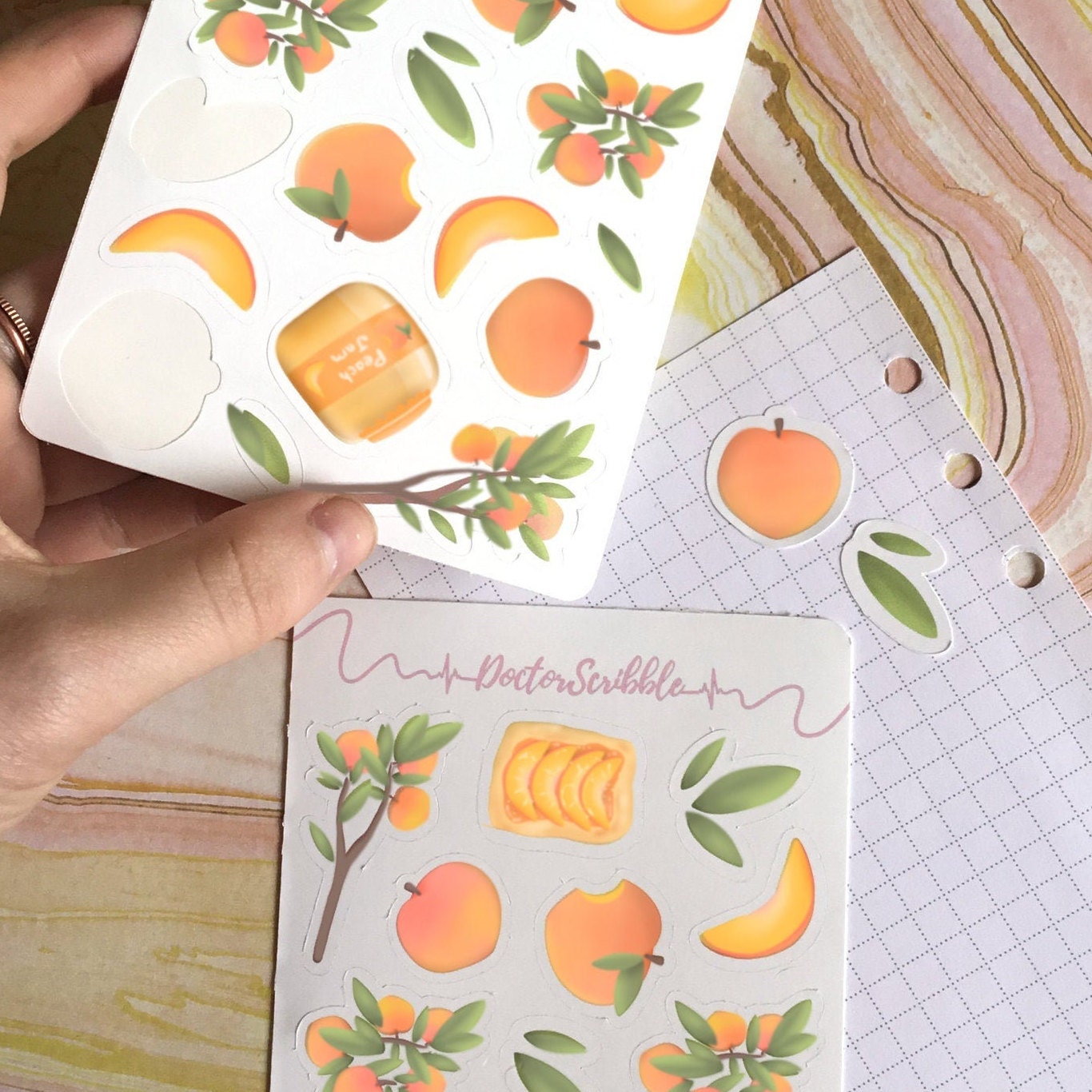 Peaches Sticker Sheet Cute Aesthetic Spring Peaches Planner | Etsy