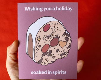 Carte de Noël drôle de gâteau aux fruits | joli cadeau humoristique pour les fêtes