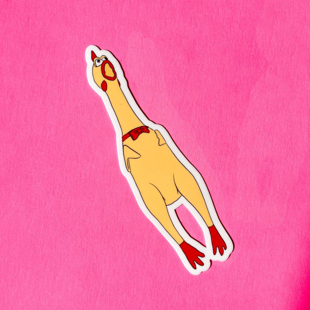 Screaming Rubber Chicken Vinyl Sticker | Funny Weird Humor Cute ...