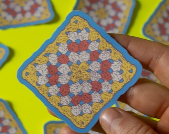 Granny Square Vinyl Sticker | Cute, aesthetic artsy crochet decal