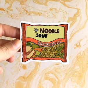 Calcomanía de vinilo con sopa de fideos / Linda calcomanía estética de comida asiática ramen para computadora portátil