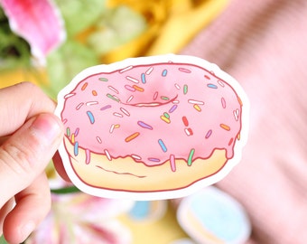 Pink Donut Vinyl Sticker | Cute Laptop Decal