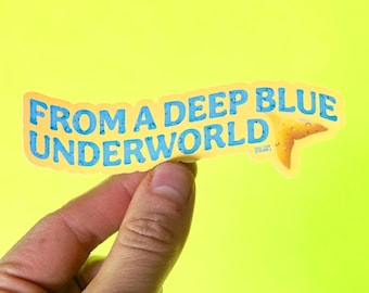 Deep Blue Underworld Mermaid Vinyl Sticker | Cute, aesthetic H20 beachy laptop decal