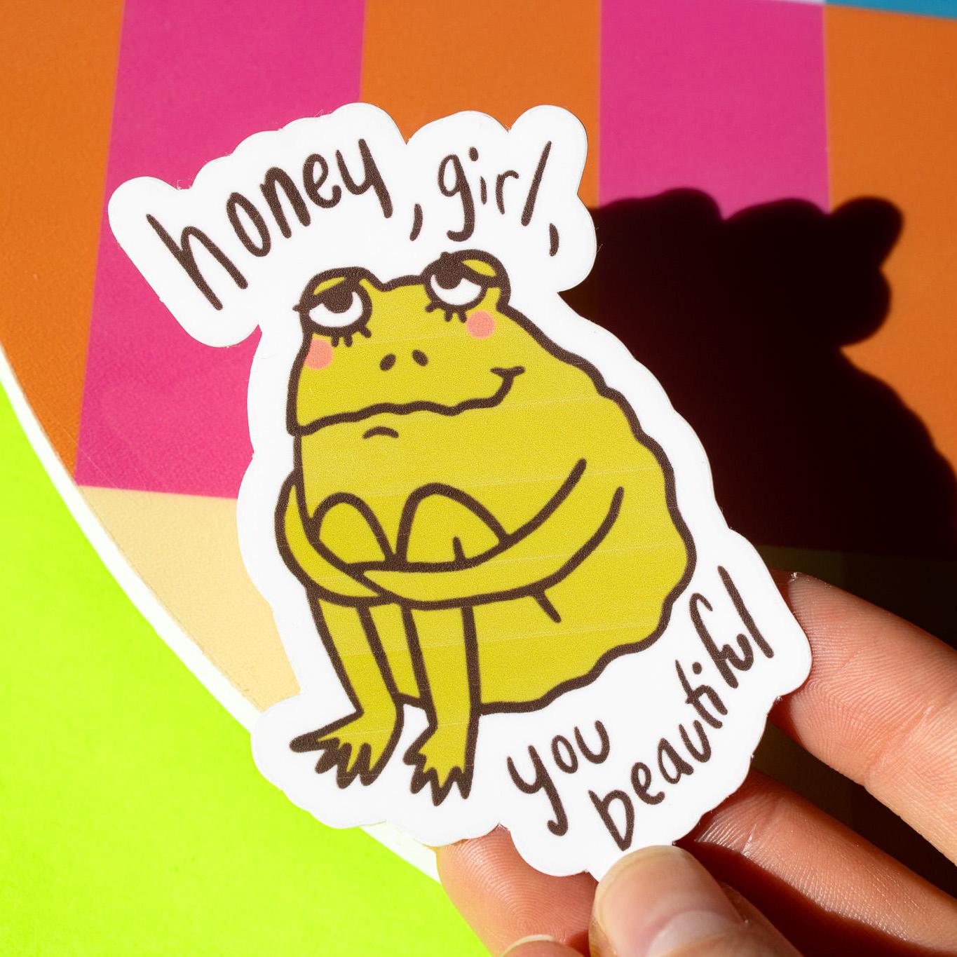 Positive Toad Self Love Frog Sticker | Cute Aesthetic Loving Body Positive Toad ...