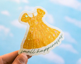 Small Hapinesses Vinyl Sticker | Cute aesthetic coquette cottage core positive simple life vibes laptop decal