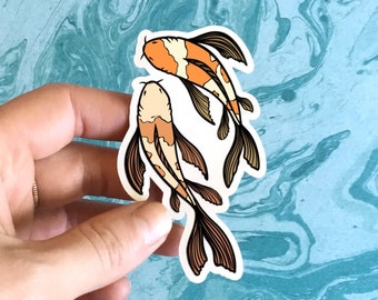 Koi Fish Vinyl Sticker | Japanese Pond Decal, Laptop Decor