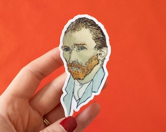 Van Gogh Self Portrait Painting Vinyl Sticker | Cute aesthetic artsy vibes. laptop decal