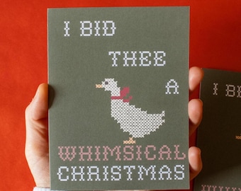 Whimsical Christmas Silly Goose Greeting Card | Cute, funny holiday humor gift