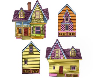 File digitali di case colorate 3D