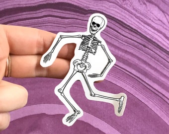 Dancing Skeleton Vinyl Sticker | Cute aesthetic funny meme humor halloween laptop decal