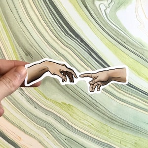 Adesivo in vinile &quot;Creazione di Adamo&quot; di Michelangelo / Adesivo per laptop con dipinto iconico, artistico ed estetico