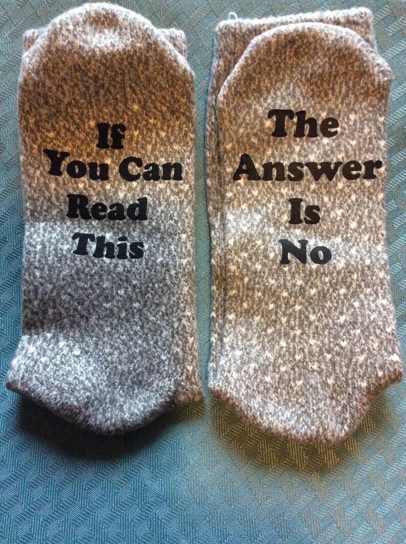Funny Womens socks with sayings on bottom. Etsy