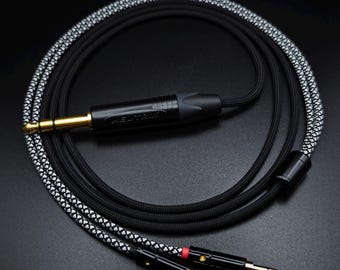カスタム ヘッドホン ケーブル - デュアル 3.5 mm Hifiman HE400i Sundara Amiron Focal Elear Elex Elegia Meze 109 Pro - シングル スリーブ