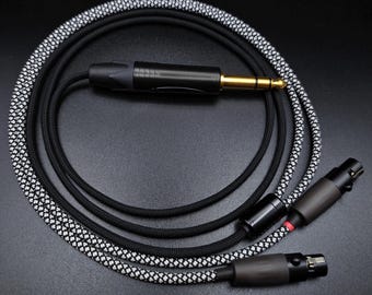 Custom headphone cable - Dual 4 Pin Mini XLR Audeze Lcd-2 Lcd-3 Lcd-X ZMF - Single Sleeve