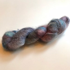 Hand Dyed Yarn - lace weight, 72/28 brushed superkid mohair, mulberry silk blend - GUM WALL