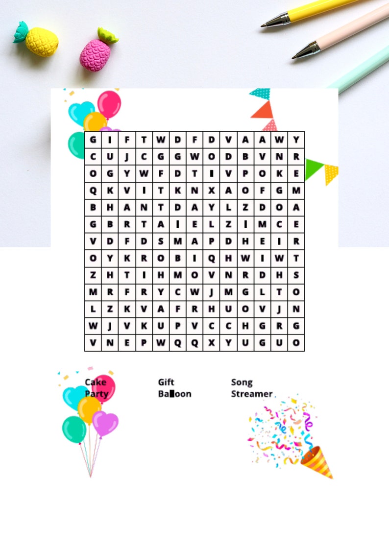 Birthday Puzzle Word Search Activity - 90 Words - Pages to Download and ...