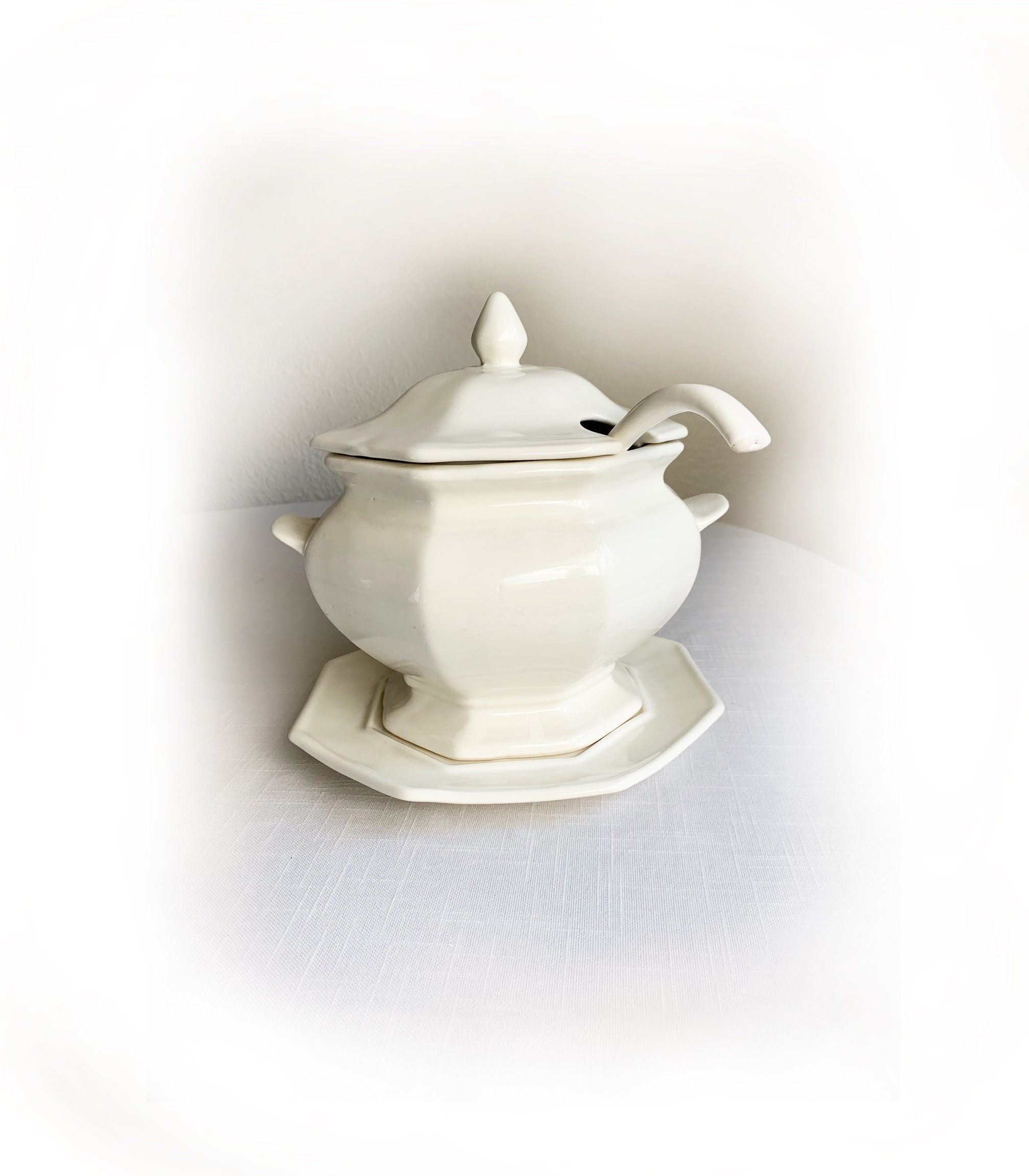 Soup Tureen Serving Bowl With Ladle and Plate Etsy