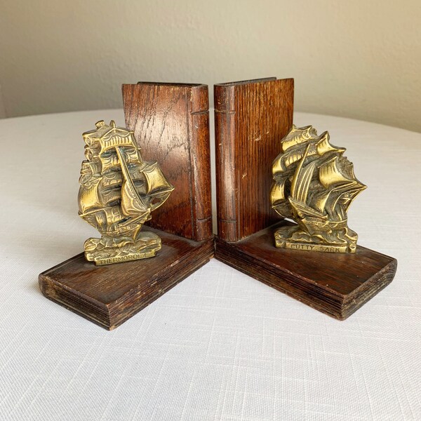 Brass Ship Bookends Etsy