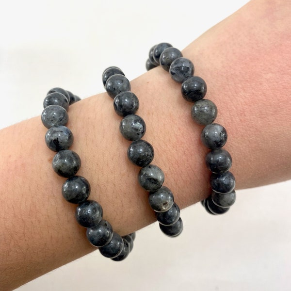 8mm Larvikite Bracelet, Round Larvikite Bracelet, Larvikite Gemstone Bracelet, GC-26