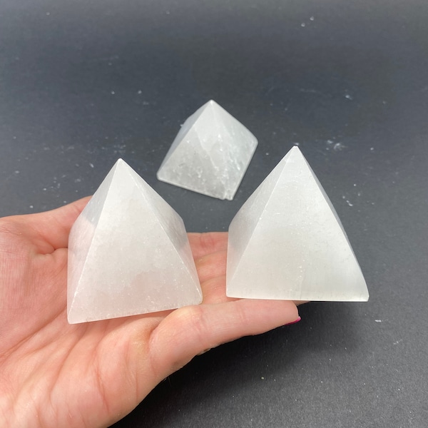 Selenite Pyramid, Polished Selenite Pyramid, Selenite Triangle, Small Pyramid