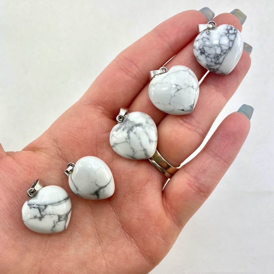 Howlite Heart Pendant, Dainty Howlite Heart Pendant, Howlite Gemstone ...