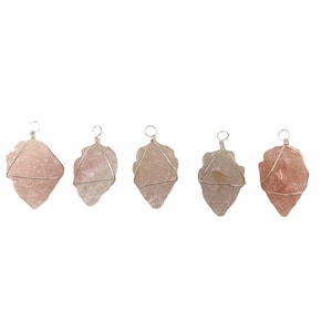 Rose Quartz Arrowhead Pendant, Wire Wrapped Arrowhead, Arrowhead Necklace, J-23