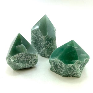 Green Aventurine Cut Base Point, Aventurine Point, Top Polished Aventurine Point, Polished Aventurine